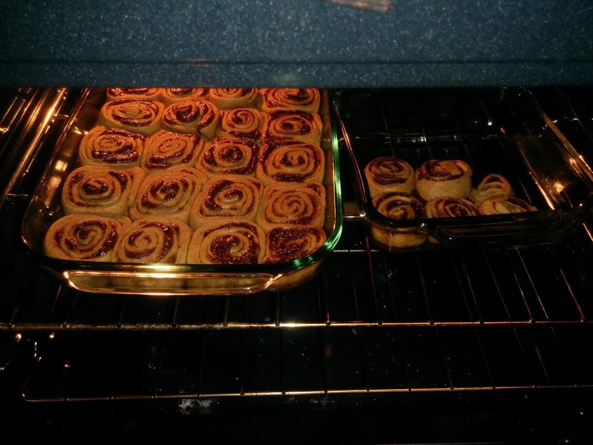 cinnamon rolls baking