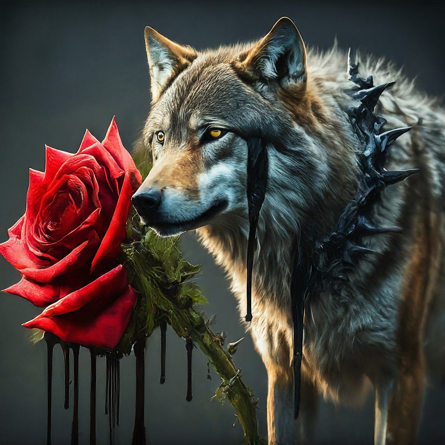 create a picture of anger is not love it is toxic, include a rose and an animal
