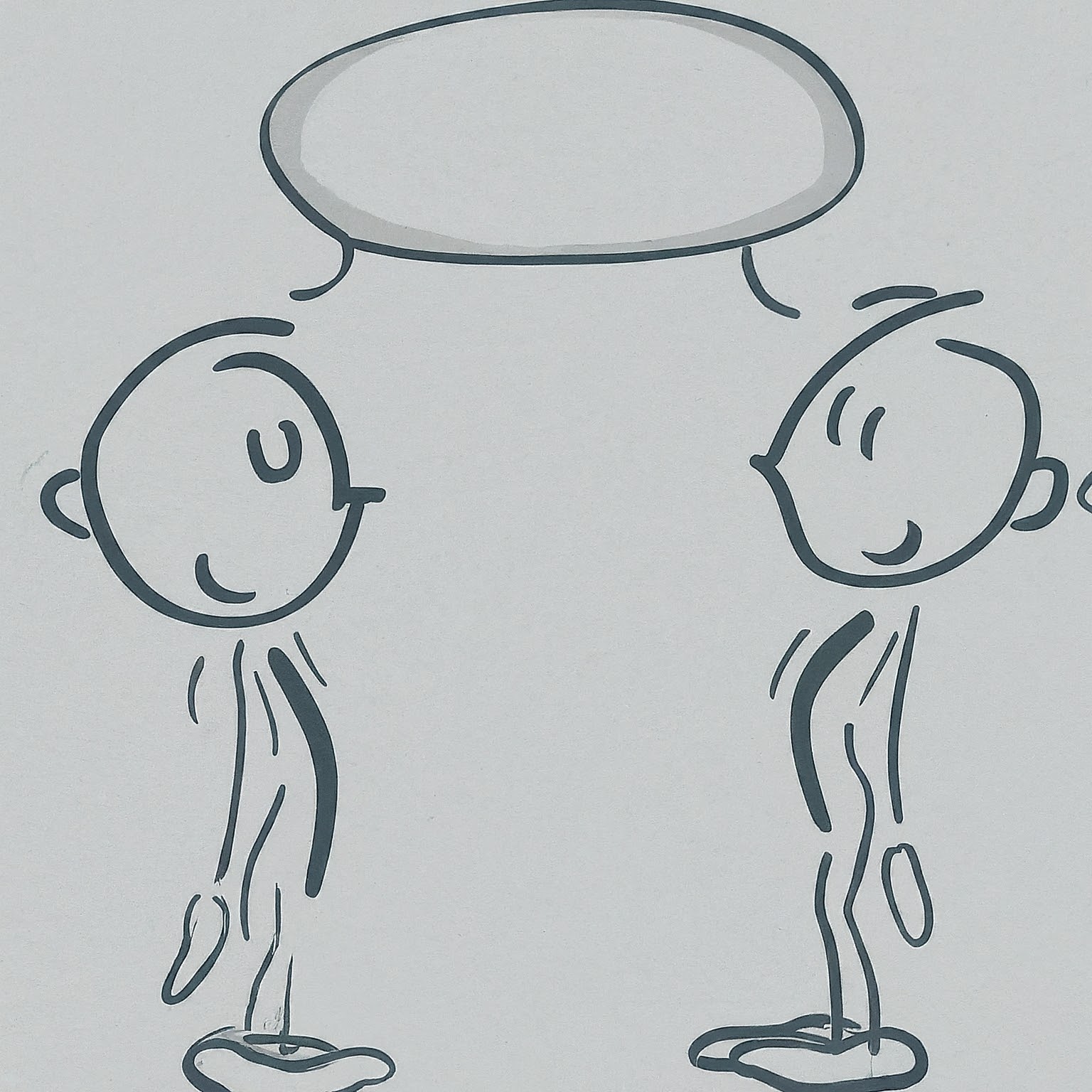 Two stick figures talking